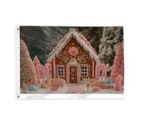 Bandiere per la casa di pan di zenzero per esterni, bastoncini di zucchero natalizi festivi alla menta piperita, bandiere rosse natalizie con corda striscione resistente allo sbiadimento, decorazione