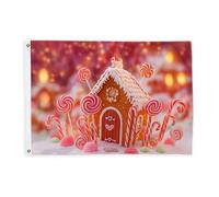 Bandiere per la casa di pan di zenzero per esterni, con bastoncini di zucchero natalizi e lecca-lecca, bandiere decorative rosse per esterni, con occhielli, per terrazza, patio, campeggio, portico