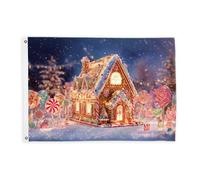 Bandiere per la casa di pan di zenzero per esterni, fantasiosi bastoncini di zucchero, lecca-lecca, bandiere natalizie rosse decorative per esterni, con occhiello, decorazione per portico anteriore