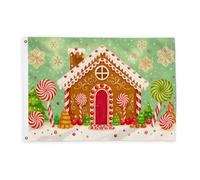 Bandiere per la casa di pan di zenzero per esterni, feste natalizie con bastoncini di zucchero lecca-lecca, bandiere decorative verdi di Natale, striscione decorativo per esterni, resistente allo