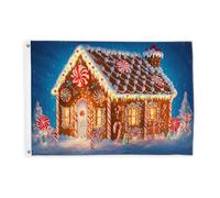 Bandiere per la casa di pan di zenzero per esterni, festivi bastoncini di zucchero natalizi alla menta piperita, vortici di menta piperita, striscione decorativo per esterni, con occhielli, per