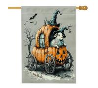 Bandiere per la casa di pecora di Halloween, 71,1 x 101,6 cm, double face, per decorazioni esterne, con zucche, carrozze, cortile, bandierine per la casa, in tela con animali, per esterni