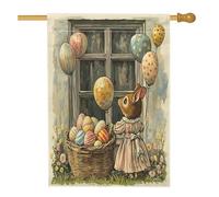 Bandiere per la casa di topo pasquale, 71 x 101 cm, double face, per esterni, bandiera verticale standard per la casa, in tela con animali di campagna, bandiera per la casa, casa colonica vintage