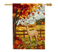 Bandiere per la casa in alpaca autunnale, 71 x 101 cm, per esterni, bandiere verticali standard per la casa in lino con zucca autunnale, bandiere per la casa in stile rustico, con stampa sul cortile