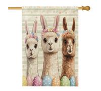 Bandiere per la casa in alpaca pasquale primaverile, 71 x 101 cm, double-face, per esterni, simpatiche uova divertenti, animali, bandiera verticale standard per la casa, strana bandiera con stampa