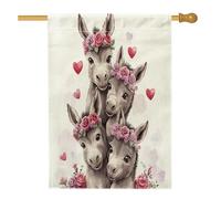 Bandiere per la casa in iuta da cortile e cortile con asino, 28 x 40 cm, double face, per esterni, per San Valentino, divertenti e carine, bandiera per portico con animali