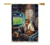 Bandiere per la casa in iuta da cortile e cortile con gatti abissini da calcio, 28 x 40 cm, double face, per esterni, divertenti bandiere per la casa, bandiere per il portico della casa degli animali