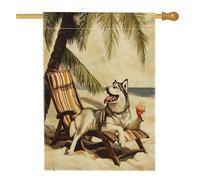 Bandiere per la casa in iuta divertente Alaskan Malamutes, 28 x 40 cm, double-face, per esterni, bandiere vintage per la casa con palme da spiaggia, bandiera per la casa degli animali domestici