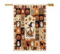 Bandiere per la casa in pterodattilo di Halloween, 71,1 x 101,6 cm, double face, per decorazioni, con dinosauri, in tela per la casa, in tela di acero, per esterni