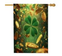 Bandiere per la casa in vaso d'oro per il giorno di San Patrizio, 71 x 101 cm, double face per esterni, magico, fresco, trifoglio, bandierine per la casa, decorazione per la casa, divertente trifoglio
