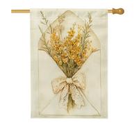 Bandiere per la casa in verga d'oro primaverile, 71 x 101 cm, a doppio lato, busta con fiori divertenti e foglie, bandiere per la casa in iuta standard, bandiere floreali per il cortile decorazione