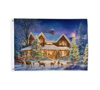 Bandiere per la casa per esterni, albero di Natale invernale cervo bandiere decorative verdi di Natale banner per esterni resistente allo sbiadimento decorazione per terrazza patio campeggio portico