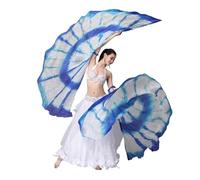 Bandiere per la danza di lode Accessori da palcoscenico Veli di seta for danza del ventre a semicerchio, ali, bandiere lode, adorazione, velo, sciarpa con bastoncini (set 2) Per il palcoscenico