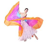 Bandiere per la danza di lode Accessori da palcoscenico Veli di seta for danza del ventre a semicerchio, ali, bandiere lode, adorazione, velo, sciarpa con bastoncini (set 2) Per il palcoscenico