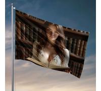 Bandiere per la decorazione della stanza una donna in una camicetta bianca che legge un libro. Bandiera ornamenti da cortile decorazioni per esterni (120 x 180 cm)