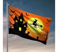 Bandiere per la decorazione della stanza, una strega vola su un manico di scopa contro una luna piena bandiera ornamenti da cortile decorazioni per esterni (152 x 244 cm)