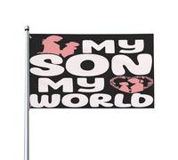 Bandiere per la festa della mamma "My Son My World", 3 x 5 piedi, grandi, da giardino, decorazioni per esterni, per casa, cortile, regali per feste.