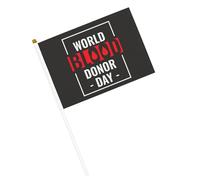 Bandiere per la Giornata mondiale del donatore di sangue, piccole bandiere portatili con asta per decorazioni per feste