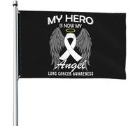 Bandiere per la sensibilizzazione sul cancro ai polmoni "My Hero Is Now My Angel", 4x6 piedi, per patio, prato e giardino, decorazione per esterni, colori vivaci e resistenti allo sbiadimento.