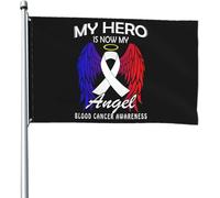 Bandiere per la sensibilizzazione sul cancro al sangue "My Hero Is Now My Angel", 4x6 piedi, per patio, prato e giardino, decorazione per esterni, colori vivaci e resistenti allo sbiadimento.