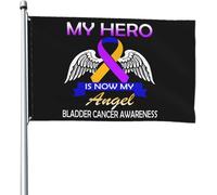 Bandiere per la sensibilizzazione sul cancro alla vescica "My Hero Is Now My Angel", 4x6 piedi, per esterni, per patio, prato e giardino, colori vivaci e resistenti allo sbiadimento.