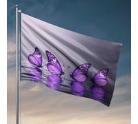 Bandiere per la tua stanza farfalle viola sull'acqua bandiera decorazione per la casa per gli uomini bandiere cool per ragazzi (120 x 180 cm)