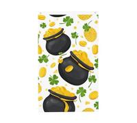 Bandiere per monete dorate, 0,9 x 1,5 m, quadrifoglio, bandiera da giardino a due lati, per casa, cortile, esterno, interno, feste, decorative