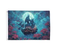 Bandiere per navi per esterni, fantasia fantasiosa stella di Natale luna Natale blu banner decorativo per esterni con occhiello decorazione per portico anteriore giardino balcone casa 0,9 x 1,5 m