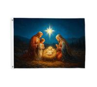 Bandiere per presepe per esterni, Natale religioso stella maria Natale blu decorativo per esterni banner con occhiello decorazione per terrazza, patio, campeggio, portico anteriore 2 x 3 m