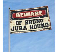 Bandiere per ragazzi Beware Of Bruno Jura Hound bandiera retrò decorazione stanza uomo grotta bar (120 x 180 cm)