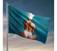 Bandiere per ragazzi e donne in biancheria intima di pizzo bianco su sfondo blu. Bandiera uomo bandiere grotta roba per la tua stanza (152 x 244 cm)
