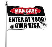 Bandiere per ragazzi Enter At Your Own Risk Bandiera Retro Room Decor Man Cave Bar (30 x 45 cm)