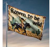 Bandiere per ragazzi nati per essere selvaggi: un'avventura da cowboy nel deserto bandiera adolescente roba decorazione bar cortile (120 x 180 cm)