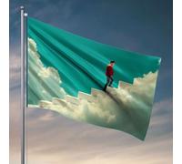 Bandiere per stanza adolescenti ragazze uomo in giacca rossa sale scale verso il paradiso. Bandiera all'aperto bar accessori decorazione bandiera per camera da letto (120 x 180 cm)