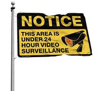 Bandiere per stanza adolescenti ragazzi avviso - Questa area è sotto le 25 ore di video sorveglianza bandiera decorazione per camera da uomo arte cortile (30 x 45 cm)
