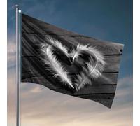 Bandiere per stanza divertenti due piume bianche formano un cuore. Bandiera decorativa per portico all'aperto bandiera per dormitorio divertente (60 x 90 cm)