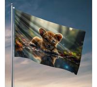 Bandiere per stanza per ragazzi, adorabile cucciolo di leone nella foresta incantata, bandiere per camera da letto, adolescenti, ragazze, roba (60 x 90 cm)