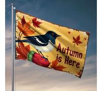 Bandiere per stanza ragazze autunno è qui con foglie colorate. Bandiera ragazzi camera da letto decorazione autunno portico decorazione (30 x 45 cm)