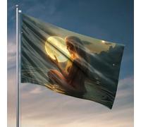 Bandiere per stanza universitaria con luna piena nelle mani di una donna, bandiera grotta uomo bar decorazioni esterne per cortile (30 x 45 cm)