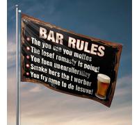 Bandiere per stanza universitaria con regole del bar: una divertente svolta sul galateo per bere, decorazione esterna per bar (30 x 45 cm)