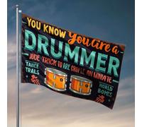 Bandiere per stanza universitaria con scritta "You know you're a drummer when your drumsticks become best friends", bandiera uomo, grotta, decorazione per uomo (152 x 244 cm)