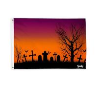 Bandiere per tombe per esterni, Halloween spettrale albero pipistrello Halloween bandiere arancioni con corda banner esterno resistente allo sbiadimento decorazione per portico anteriore balcone