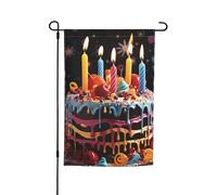 Bandiere per torte grandi di buon compleanno per esterni, 30,5 x 45,7 cm, stampa su entrambi i lati, bandiere da giardino per esterni, bandiera per vacanze con occhielli, bandiera per casa da cortile