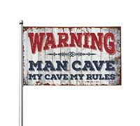 Bandiere per uomo Cave Warning Man Cave My Cave, My Rules Flag Man Cabe Decor Winter House Flag (60 x 90 cm)