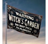 Bandiere per uomo Caverna Avvertenza: Witch'S Garden Do Not Pick Flowers Bandiera Adolescenti Roba Bandiere per camera da letto divertente (60 x 90 cm)