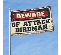 Bandiere per uomo grotta Beware Of Attack Birdman bandiera inverno casa bandiera bandiera accessori da scrivania per uomo (60 x 90 cm)