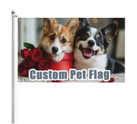 Bandiere personalizzate da 1,5 x 0,9 m, double-face, bandiera per animali domestici con foto, logo/testo, 0,6 x 0,9 m, 0,9 x 1,5 m, 1,2 x 1,8 m, con occhielli, per esterni, compleanni, festival