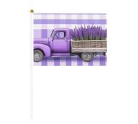 Bandiere piccole a mano con camion con fiori di lavanda, mini bandiere su bastone per feste, attività di squadra, parate, decorazione per le vacanze, confezione da 10
