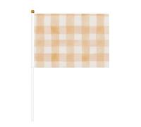 Bandiere piccole a mano con motivo a scacchi arancioni e bianchi, mini bandiere su bastone per feste, attività di squadra, parate, decorazione per vacanze, confezione da 10