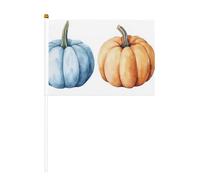 Bandiere piccole a mano con zucche ad acquerello, arancioni e blu, mini bandiere su bastone per feste, attività di squadra, parate, decorazione per le vacanze, confezione da 10